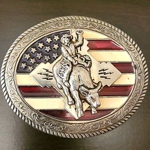 Vintage Patriotic silver belt buckle